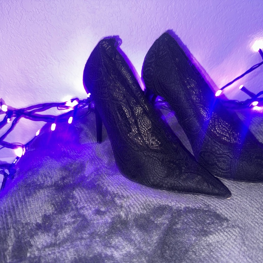 Zara Black Lace Heels